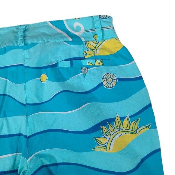 Lily Pulitzer Cropped Pants Girls 10 (28x23) Beach Blue Summer Ocean - Picture 7 of 11